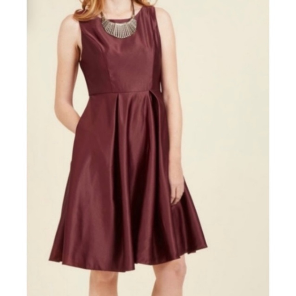 Liza Luxe/ModCloth Medium Burgundy Red Wine Midi A-Line Dress